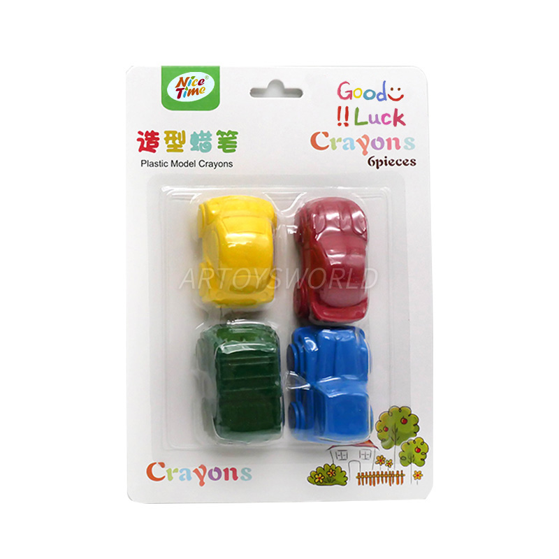 6-Color Cartoon-Shaped Crayons Set - Fun car, Flower, Star, and plant Designs for Kids-product